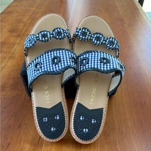 Jack Rogers Caroline Sandal in Blue Gingham Size 9